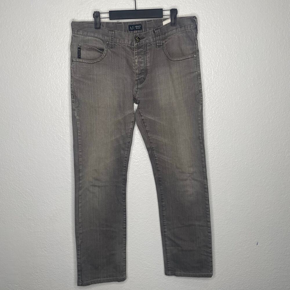 AJ Armani Jeans Mens Jeans Size 32 Light Gray Comfort Fit Denim Straight Leg